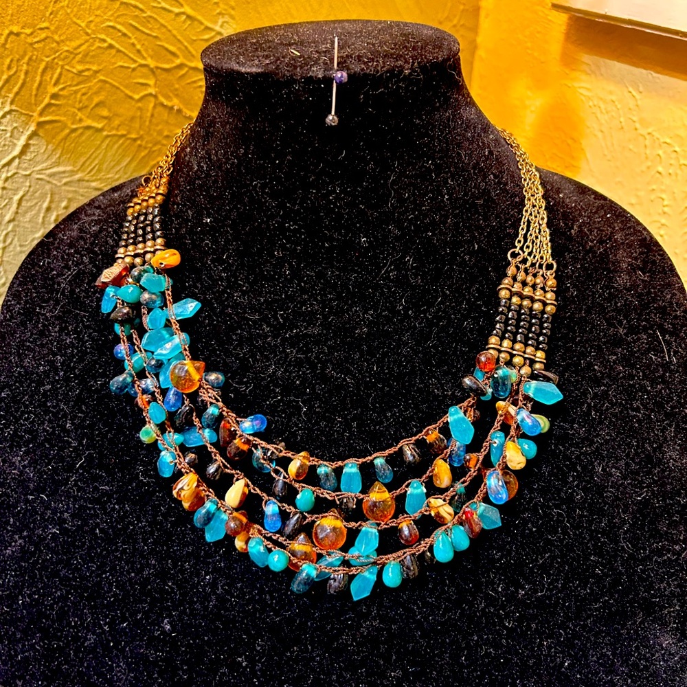 Costume Turquoise & Amber Necklace